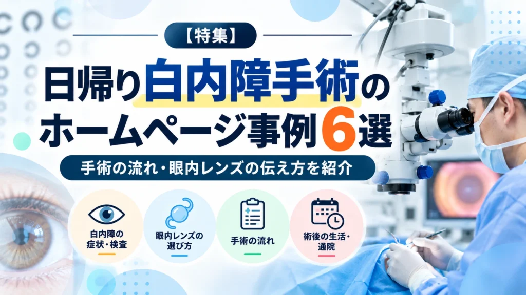 日帰り白内障手術のホームページ事例6選｜手術の流れ・眼内レンズの伝え方を紹介