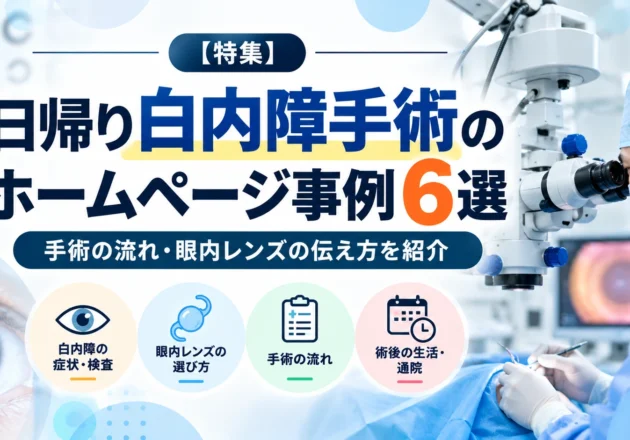 日帰り白内障手術のホームページ事例6選｜手術の流れ・眼内レンズの伝え方を紹介