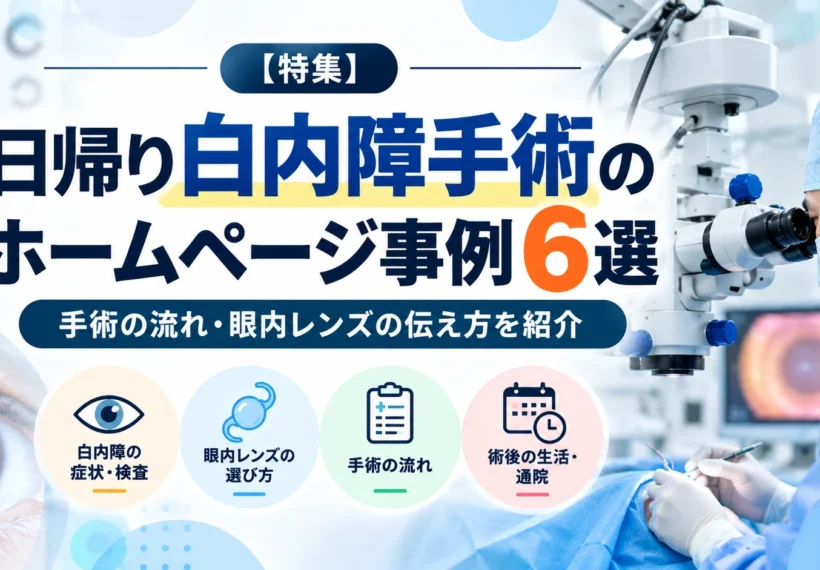 日帰り白内障手術のホームページ事例6選｜手術の流れ・眼内レンズの伝え方を紹介